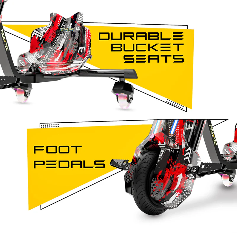 TYGATEC T9 3 Wheel Electric 360 Drift Scooter For Kids And Adult With LED Light And Bluetooth (Extreme Red color) - Image 4