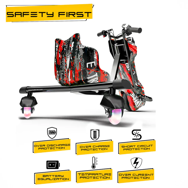 TYGATEC T9 3 Wheel Electric 360 Drift Scooter For Kids And Adult With LED Light And Bluetooth (Extreme Red color) - Image 2