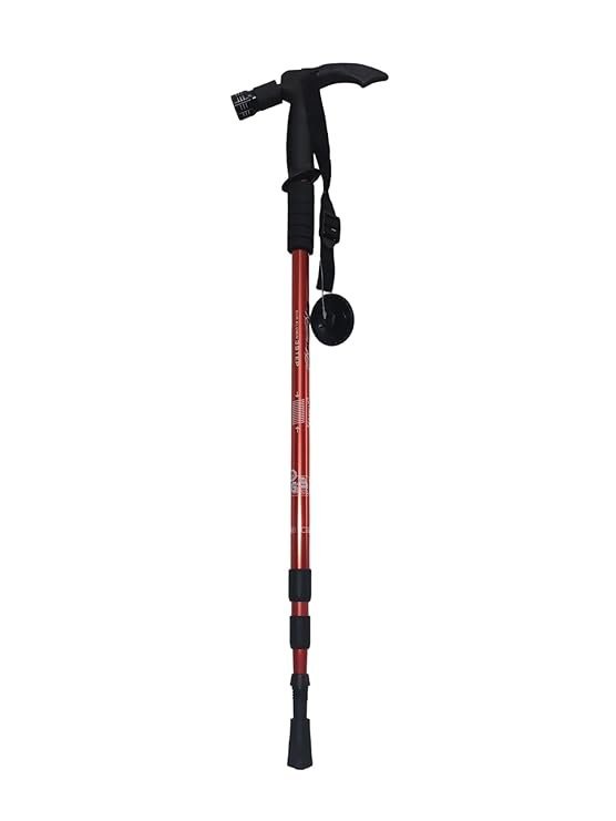 Flyworld Adjustable 9 LED Anti Shock Trekking Hiking Pole Stick Anti Shock Trekking Hiking Pole with Compass (Color May Vary)