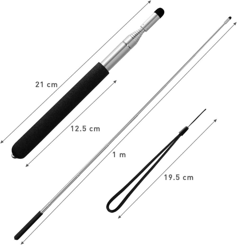Telescopic Pointer Stick with Hand Lanyard,Teacher Pointer for Classroom,Presentation Pointers for Teachers,Hand Pointer Extendable Pointer Retractable Pointer Multipurpose Office Home (Black) - Image 4