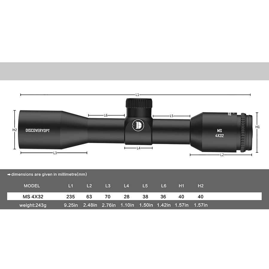 4x Rifle Scope Discovery MS 4x32 - Image 2