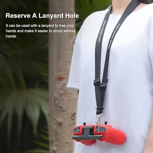 Silicone Cover & Neck Strap Lanyard for DJI FPV/Avata/Avata 2 Remote Controller 2 & 3 Accessories (Red/Black) - Image 3