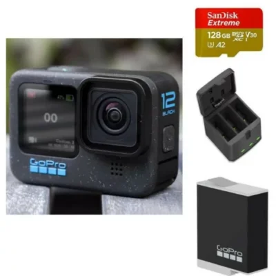 Gopro Hero 12 Battery Bundle Kit (Extra Enduro Battery + 3 Way Charger + Memory Card)